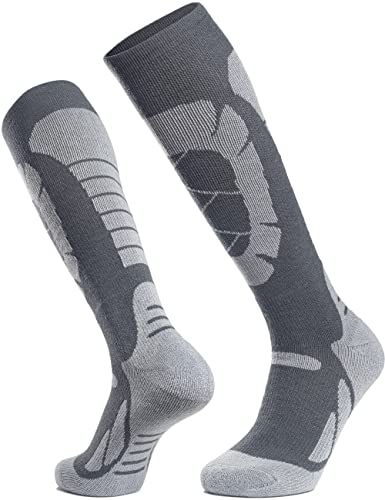 APTESOL 2-Pair Merino Wool Ski Socks, Women Men High Performance Warm Thermal Compression Snowboarding Socks for Snow Skiing Outdoor Cold Weather (Grey,Large) APTESOL 2-Pair Merino Wool Ski Socks, Women Men High Performance Warm Thermal Compression Snowboarding Socks for Snow Skiing Outdoor Cold Weather (Grey,Large)