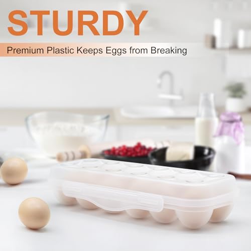 Egg Holder for Fridge, Egg Organizer for Refrigerator, Portable Egg Tray with Lid, Stackable Egg Storage with Safety Buckle (1) - Image 3