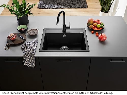 BLANCO LEGRA 6 | Granitspüle aus SILGRANIT schwarz | Einbauart: Einbau von Oben | für 60 cm breite Unterschränke | Großes Beckenvolumen für optimale Nutzung | Reinigungsfreundliche Öberfläche