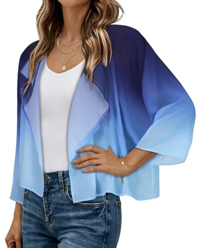 Image of Womens Summer Tops Short Shrugs Kimono Cardigans Casual Chiffon Bolero Jackets 2026
