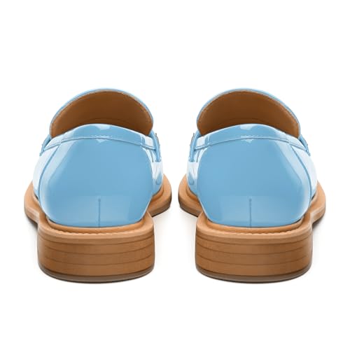 Image of JUSTDANNI Loafers for Women Slip On Shoes with Round Toe 1.2-Inch Low Chunky Block Heel Patent Comfortable Casual Dress Pump Shoes for Wedding Party Work Shopping Dating