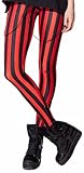 Sister Amy Women's High Waist Black/Red Contrast Color Digital Printted Ankle Elastic Tights Legging