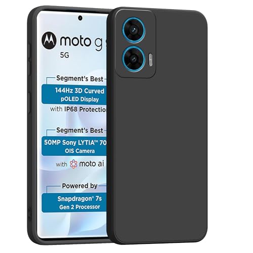 Image of amazon basics Back Cover for Moto G96 5G | Ultra Slim Soft Rubberised Case | Matte Silicone Flexible Mobile Case | Camera Protection - Black