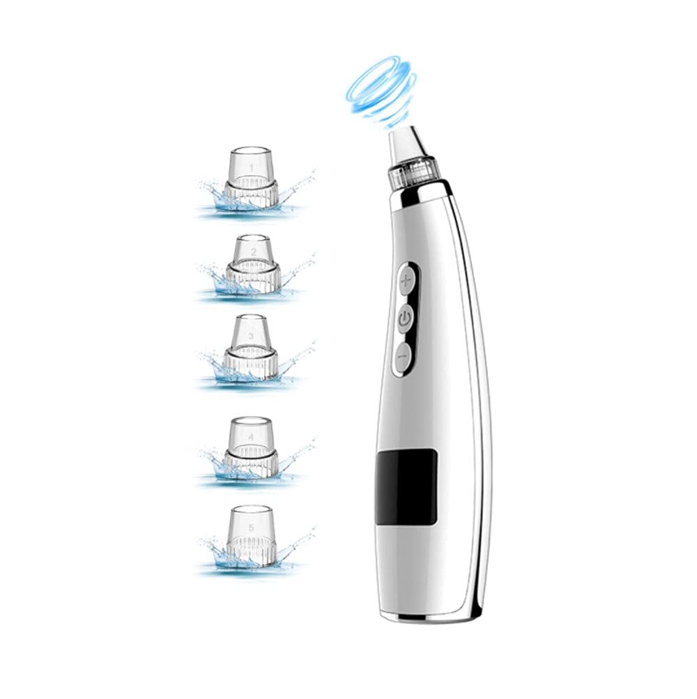 Blackhead Remover Pore Aspirapolvere Elettrico ricaricabile Blackhead Bianco Bianco Acne Comedone Estrattore PIMPOR PORAZIA POZZOLA POZZE PULICE BLUSSO Blackhead Kit 5 Sonde di aspirazione PORTA