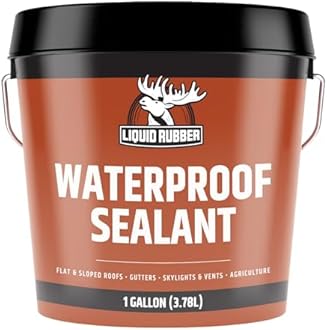 Liquid Rubber Waterproof Sealant – DIY Leak Repair Coating for Flat, Metal & Low Slope Roofs, Foundations, Gutters & More – Flexible Protective Membrane - Black - 1 Gallon