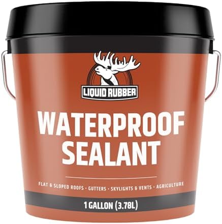 Liquid Rubber Waterproof Sealant – DIY Leak Repair Coating for Flat, Metal & Low Slope Roofs, Foundations, Gutters & More – Flexible Protective Membrane - Black - 1 Gallon