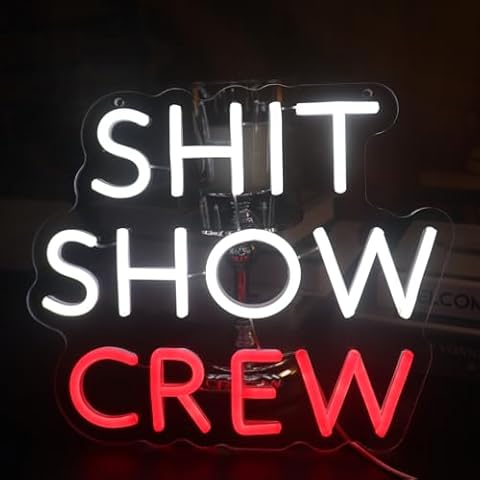 Shit Show Crew Neon Sign, Led USB Dimmer Light, Decorative Sign for Bedroom Dorm Room Apartment Home Room Game Room Bar Wall Decor Neon Lights Chritmas Birthday Gift Cover