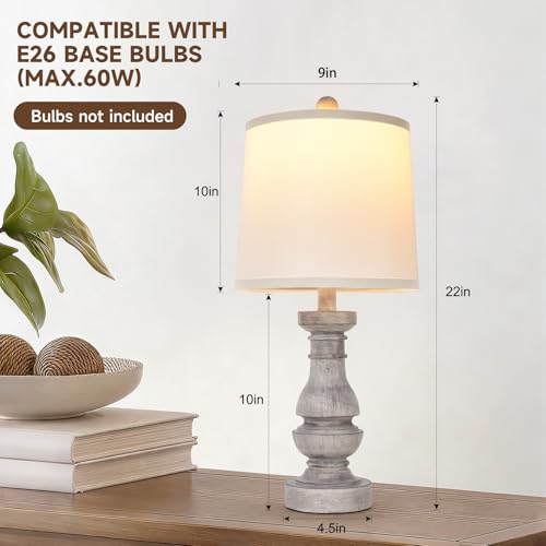 2 lámparas de mesa de resina gris, 22 pulg., pack miniatura 6
