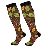Calcetines Altos Feliz Día De Acción De Gracias Hojas De Otoño Support Calcetines Transpirables Calcetines Deporte Cómodos Calcetines De Compresión Para Baloncesto Correr Ciclismo