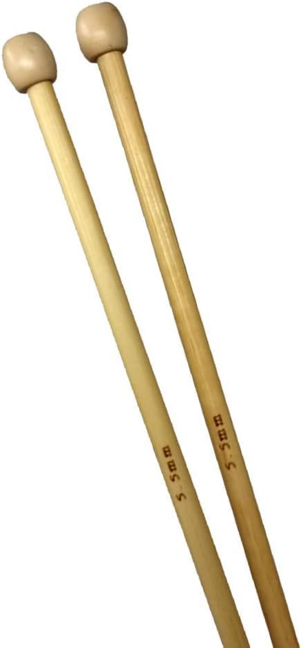 Bamboo Knitting Needles Pair, 35cm Long Single Point Knitting Needle Set 4mm - 25mm (5.5mm), Brown