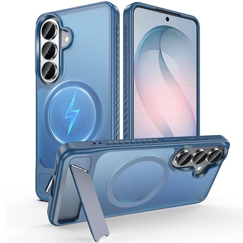 Coque Samsung S26 MagSafe bleue avec support invisible et protection antichoc