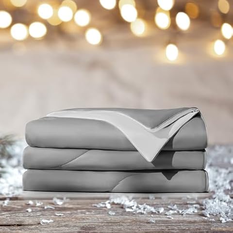 DWR Luxury Cooling Comforter for Hot Sleepers and Night Sweats, Quick Cool Down, Super Breathable Lightweight Blanket with Natural Silk Blend Filling, Q-Max>0.4, Queen Size 90"x90", Gray Cover