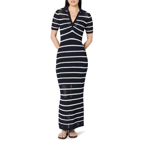 Image of The Drop Womens Adalyn Tape Yarn Split-Neck Maxi Dress