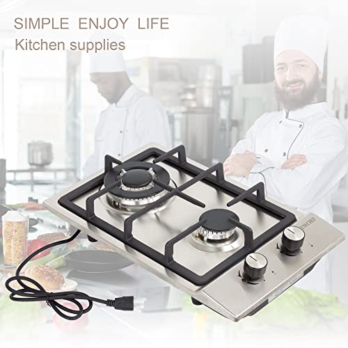 Shinechef Gas Cooktop 2 Burners, Portable Stainless Steel Stove Ng/Lpg Conversion Kit With Flameout Protection Device #TOP5