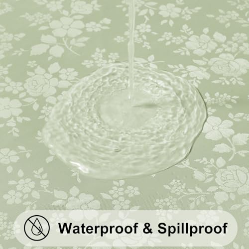 Image of Smiry Rectangle Table Cloth, Waterproof Heavy Duty Vinyl Tablecloths, Wipeable Washable Table Cover for Kitchen and Dining Room (Grass Green, 60 inch X 84 inch)