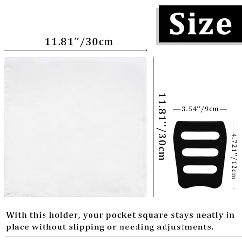 Image of Satin Mens Pocket Square with Holder, 11.8'' Suit Handkerchiefs for Men Wedding Business Casual
