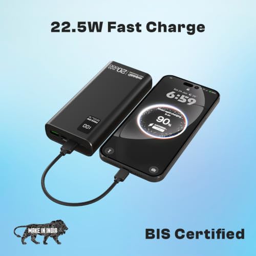 Image of 20000mAh Power Bank, Fast Charging 22.5W, LED Display, Portable