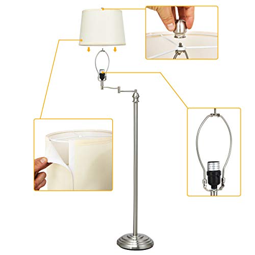 Tangkula Led Floor Lamp W/Swing Arm, Iron Pipe Electroplated Nickel & Hanging Lamp Shade For Reading, Classic Standing Lamp For Home Living Room Study Bedroom Office (Nickel) #TOP6
