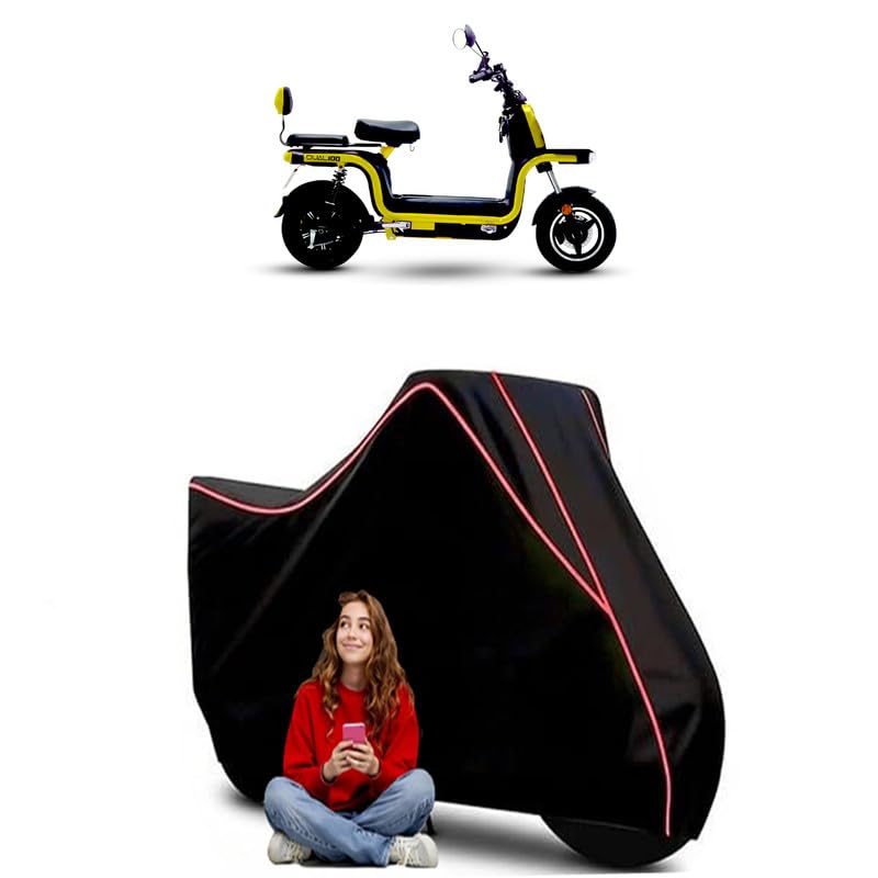 Image of Dual 100 Scooty Bike Cover Water Resistant Outdoor Use Universal Fit Scooters Motorcycles Heavy Duty UV Protection Dust Rain Scratch Resistant Elastic Bottom Black Blue Piping