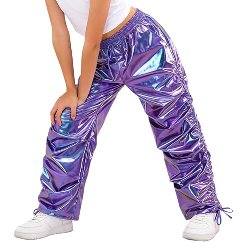 Pantalon yoga métallique pour briller en cours de danse et en streetwear