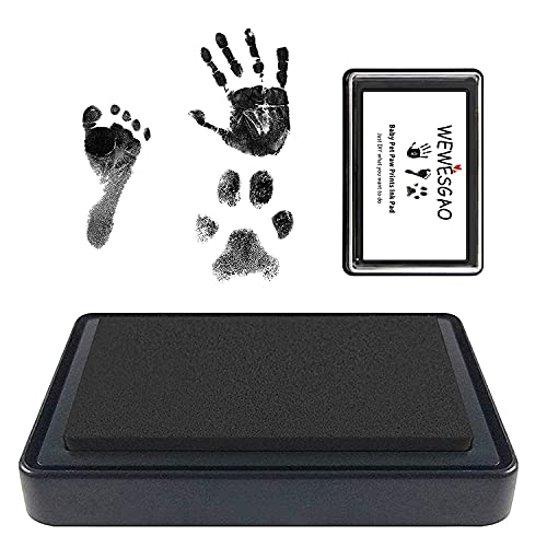 WEWESGAO Ink Pads for Baby Footprints and Pet Paw Print kit,Non-Toxic and Acid-Free Ink, Easy to Wipe and Wash Off Skin, Smudge Proof,Baby Footprint Kit,Long Lasting Keepsakes(Black)