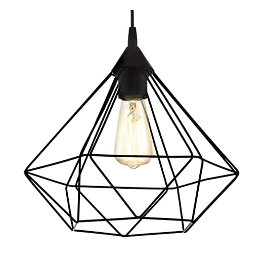 Come illuminare gli ambienti interni nel modo giusto - illuminare gli interni - WoW Home Eglo TARBES Sospensione E27, Nero, 32.5 x 32.5 x 110 cm