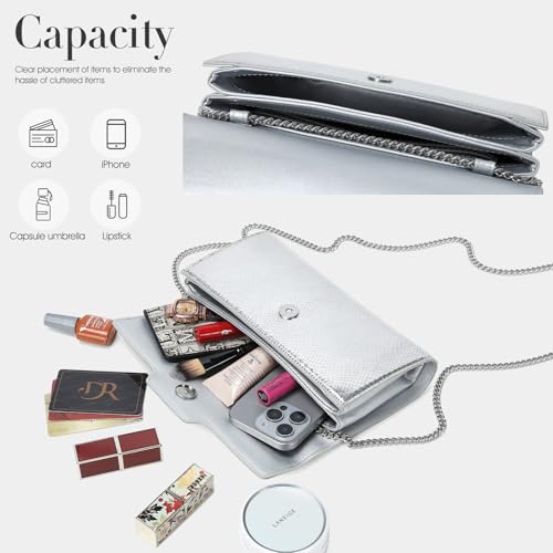 Image of Evening Bag Clutch Purses for Women Elegant Rhinestone Handbags for Formal Wedding Party & Cocktail Prom (silver)