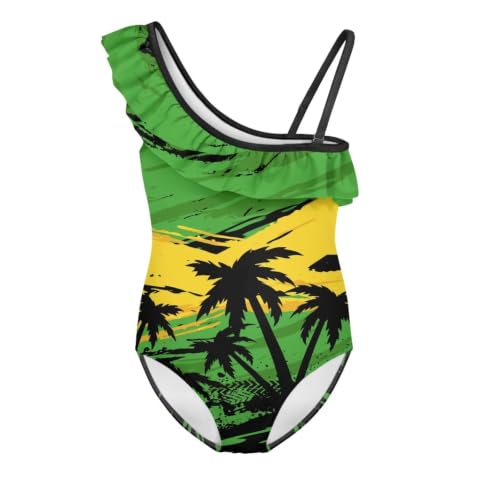 Image of Girls Swimsuit One Piece Ruffle Swimsuit Non-Slip Straps UPF 50+ for Girls Size 3-14 Years