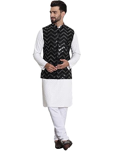 Image of SOJANYA (Since 1958 Men's Cotton Seqence Kurta & Pyjama with Nehrujacket