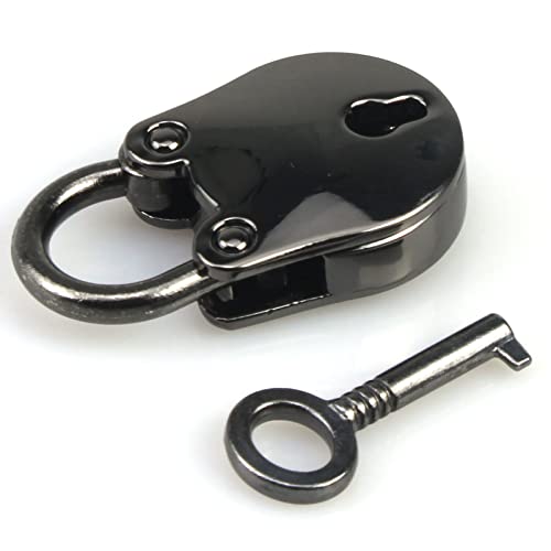 Image of 1PCS Vintage Mini Bear Padlock Key Lock Antique Style Small Key Lock (Gun Black)