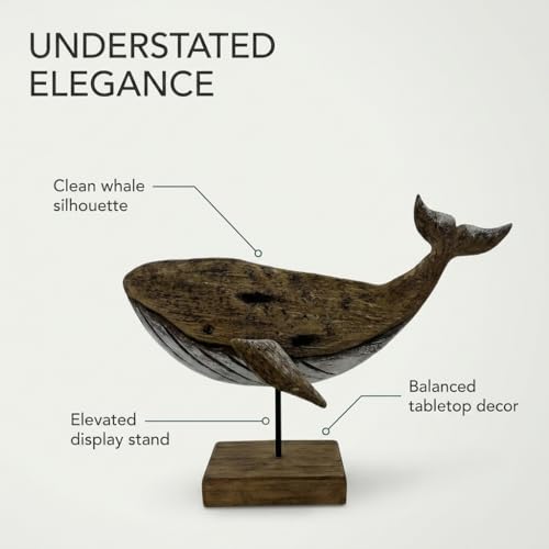 Baleine décorative en bois naturel objet poétique pour salon - 6