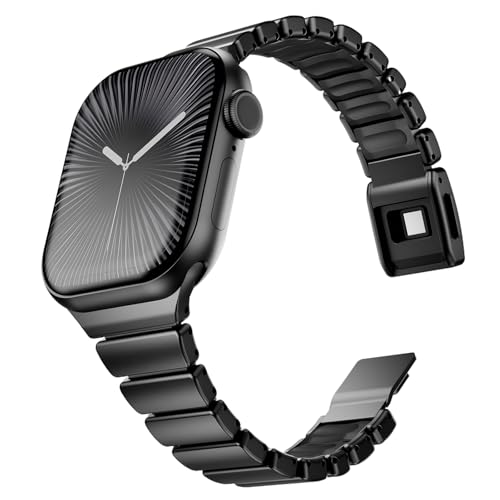 Image of Magnetic Slim Metal Band Compatible with Apple Watch Bands for Women Series 11 10 46mm 45mm 44mm 42mm SE 9 8 7 6 5 4 38mm 40mm 41mm 3 /2 /1,Luxury Stainless Steel Strap Silicone Link For iwatch