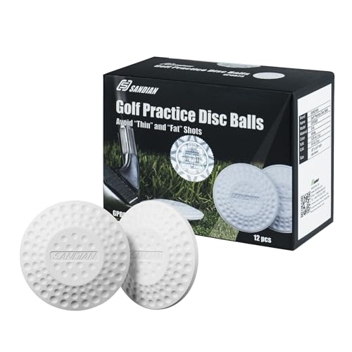SANDIAN, 12 Pack, Golf Practice Soft EVA Disc Balls, Safe Hitting Almost Weightless Soft Balls, Golf Club Irons Practices, Thin Fat Shots Corrections, Use Indoor/Outdoor, for Men Women Golfers