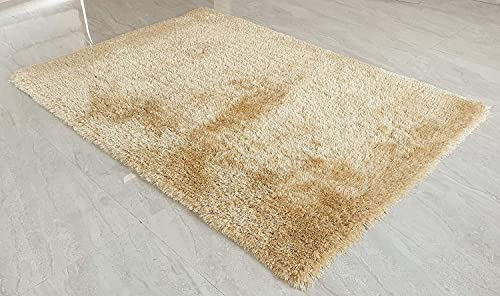 Image of Carpet for Living Room, 12x12 (Square) Feet Cream Solid Plain Modern Polyster Luster Shaggy Ultra Thick and Pluffy Soft Shag Area Rug for Your Bedroom, Kid Room, Office and Home