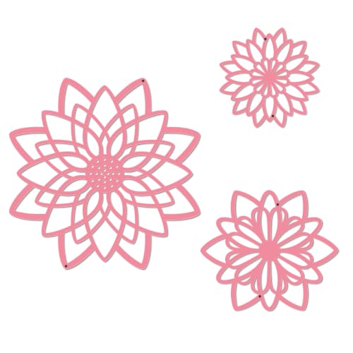 Zzbakress 3 Pcs Metal Flowers Wall Art Bathroom Wall Decor (Pink Concise)