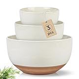 AmorArc Ceramic Mixing Bowls|Nesting Bowls Set of 3 for Kitchen|Stoneware Serving Bowls with Rustic Terracotta Underside for Mixing,Cooking,Baking,Salad| Microwave & Dishwasher Safe 4.6/2.8/1.3 Qt