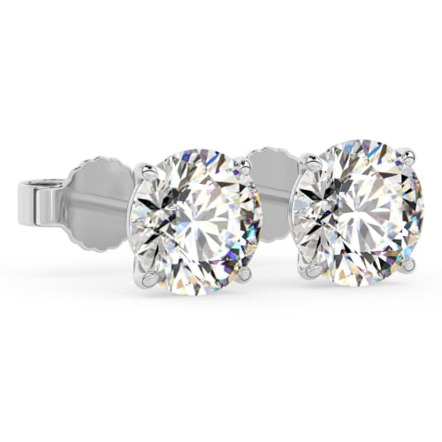 14K White Gold 1.0 Carat Round Shape LAB GROWN Diamond IGI Certified Stud Earrings for women 4 Prong Push Back (E/F Color VS2/SI1 CLARITY)
