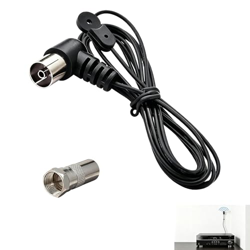 Antena Radio FM Interior, Antena FM Dipolo 75 Ohmios Conector TV Hembra, Adaptador TV Macho a F Macho, Cable de 1,5 m Receptor Estéreo Amplificador Sintonizador Equipo HiFi Radio Doméstica Receptor AV