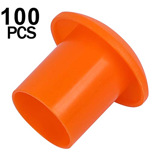 Keileoho 100 Pcs Rebar Safety Caps,Orange Plastic Mushroom Rebar Cap End Identification Bar Mushroom Building Construction Site Supplies Rebar Size: #3-#7, 10M - 25M #TOP5