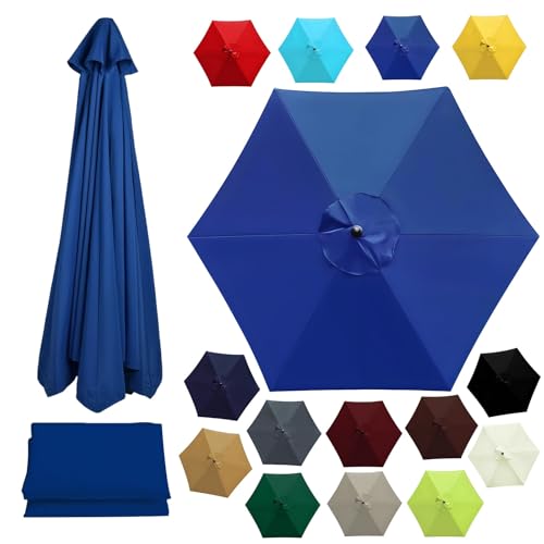 Copertura di Ricambio per Ombrellone Giardino 2.0m 2.30m 2.5m 3.0m 3.5m Telo di Ricambio per Ombrellone Anti-Ultravioletti Impermeabile per Esterni Piscina 6/8 Stecche(Blue,3.0m/8ribs)