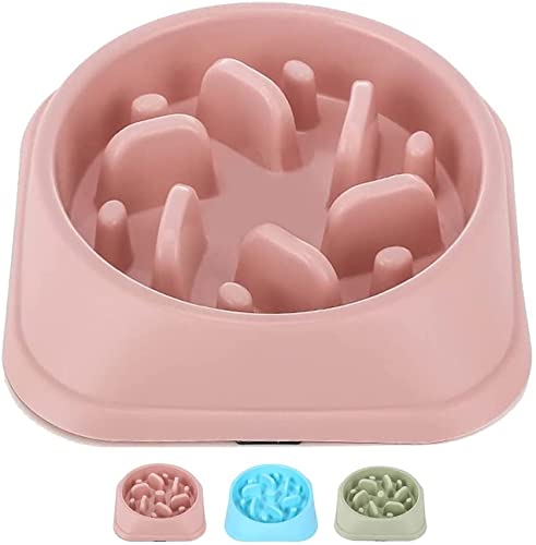 Gamelle pour chien avec mangeoire lente, Gamelles pour chiens de taille moyenne et petite taille pour ralentir la mangeaison, bols interactifs, anti-gonflements pour chiens, Rose Cover