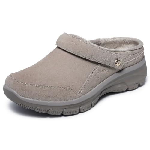 Skechers Women's Easy Going - Distinctive Charm, Sling Open Back with Air-Cooled Memory Foam, Taupe, 9M