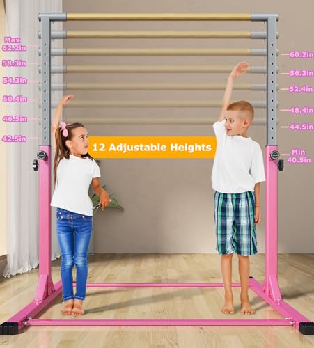 MEKETUM Gymnastic Kip Bar for Kids Training Horizontal Bars for Home Ages 3-15 Adjustable Height Non-Slip Gym Equipment Indoor with Rings by MEKETUM - Image 3
