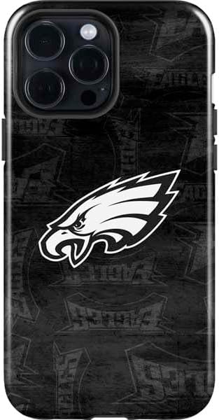 Skinit Impact - Funda compatible con iPhone 15 Pro Max, diseño oficial de los Philadelphia Eagles de la NFL, color blanco y negro
