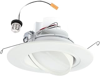 HALO RA 6 inch LED Recessed Light Trim with Adjustable Gimbal, Selectable Lumens and Selectable Color Temperature, Dim-to-Warm Feature, Damp Location Rated RA56LS9FSD2W1EWH