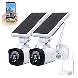 Solar Wireless Security Camera System Outdoor 2 Pack, 4MP Solar Camera Security System (with 2 Solar Cameras & Base Station), Night Vision, PIR Motion Detection, APP Remote, 2-Way Audio, Waterproof