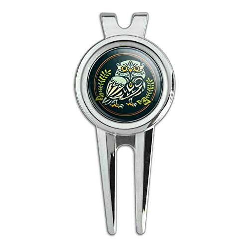 GRAPHICS & MORE Wise White Tribal Owl Golf Divot Repair Tool and Ball Marker