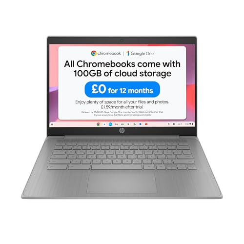 HP Chromebook 14" | Intel Celeron N4500 Processor | 4GB RAM | 64GB eMMC | Intel UHD Graphics | HD Anti-glare Display | Chrome OS | Dual Speakers | USB-C Fast Charging | Modern Grey | 14a-ne1000sa
