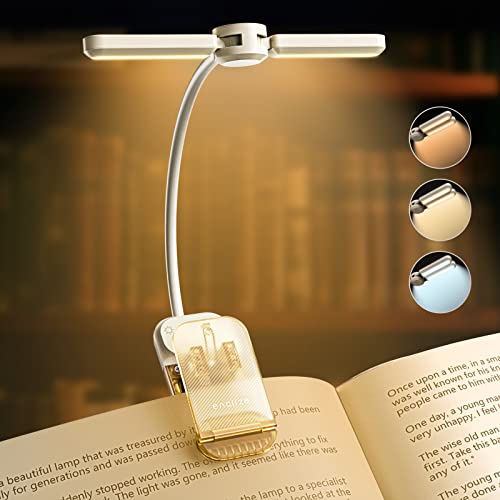 enclize Reading Light, Rechargeable Book Light for Reading in Bed, 180°Adjustable Light Head- Eye Caring 3 Color Temperature & Stepless Dimming, Ideal for Reading Lovers