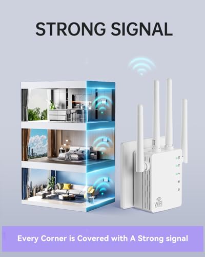 Image of WiFi Extender,Dual Band (5GHz + 2.4GHz) WiFi Booster for Home, Covers Up to 13,888 Sq.Ft and 150 Devices, WiFi Repeater with Ethernet Port, Quick Link,3-Min Easy Setup